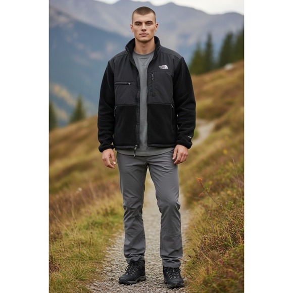 The North Face Jacket Mens Large Black Denali Fleece Full Zip Outdoor Hiking - Picture 3 of 16